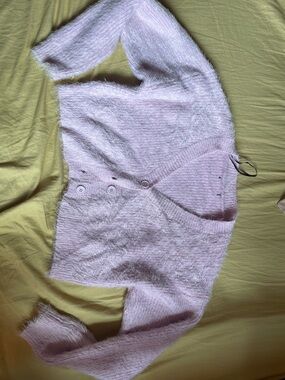 Forever 21 Light Pink Fuzzy Button-Up Cardigan